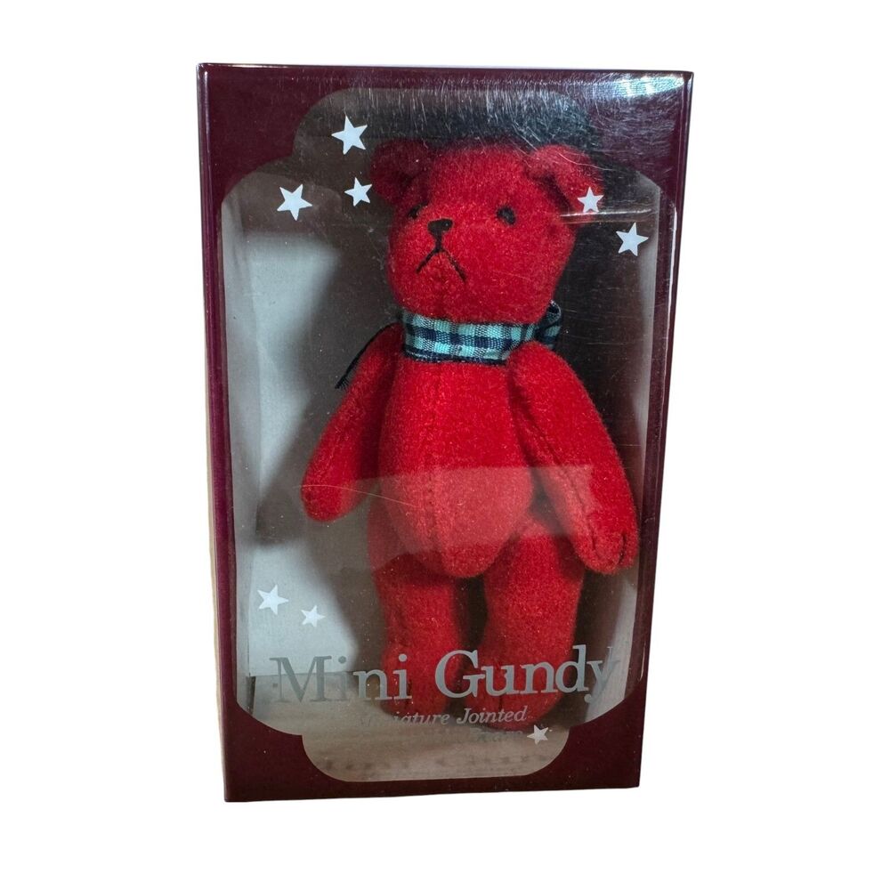 Vintage 1991 Gund Mini Gundy Miniature Jointed Collectible Bear Red 3.75” NEW